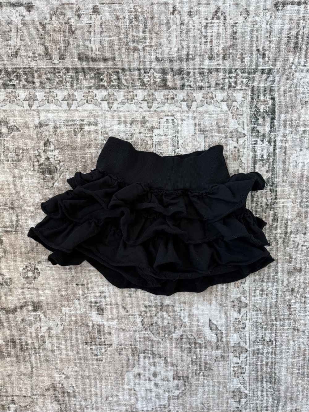 Black Ruffled Tiered Mini Skirt